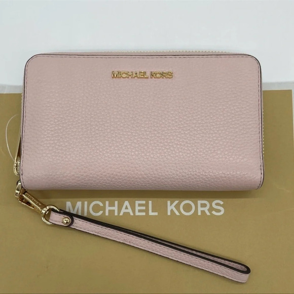 Michael Kors Large Flat MF Phone Case Wallet Light Pink - Picture 1 of 9